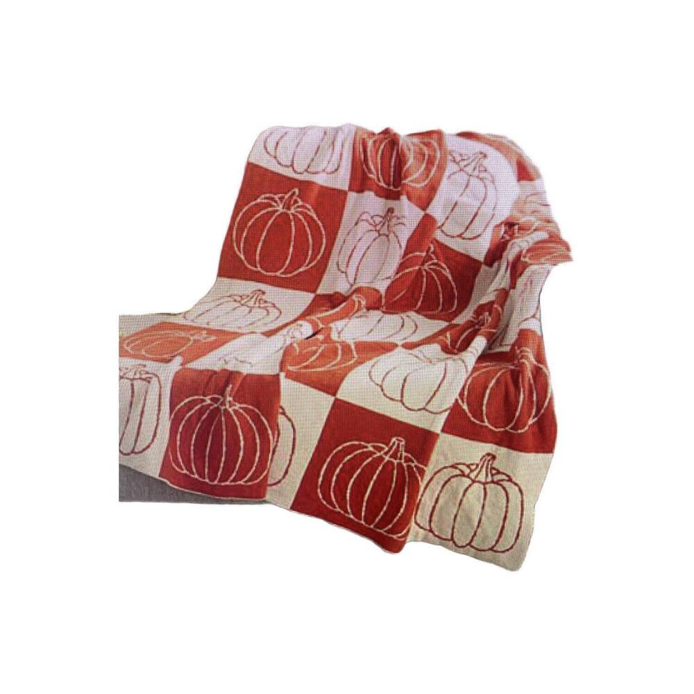 Emryn House 50" x 60" Fall Checkered Throw Pumpkin